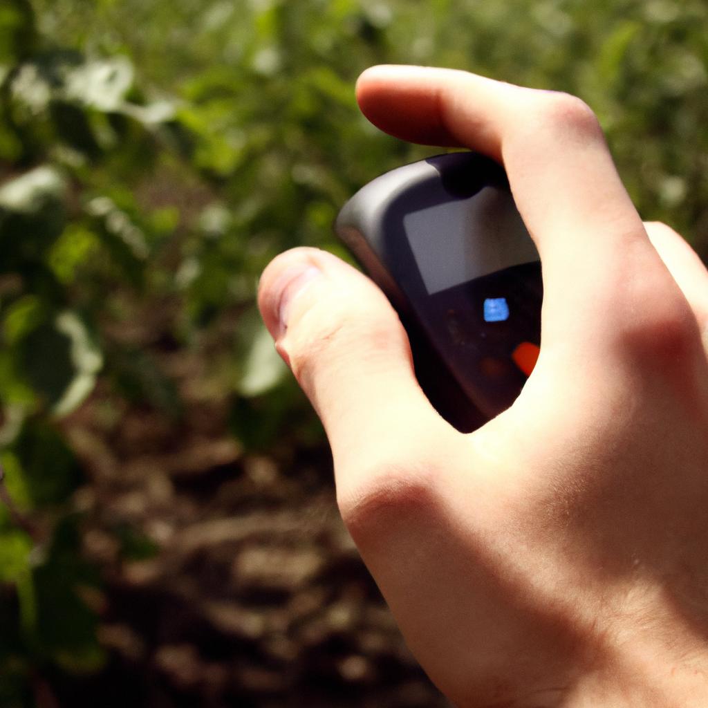Person using agricultural sensor technology