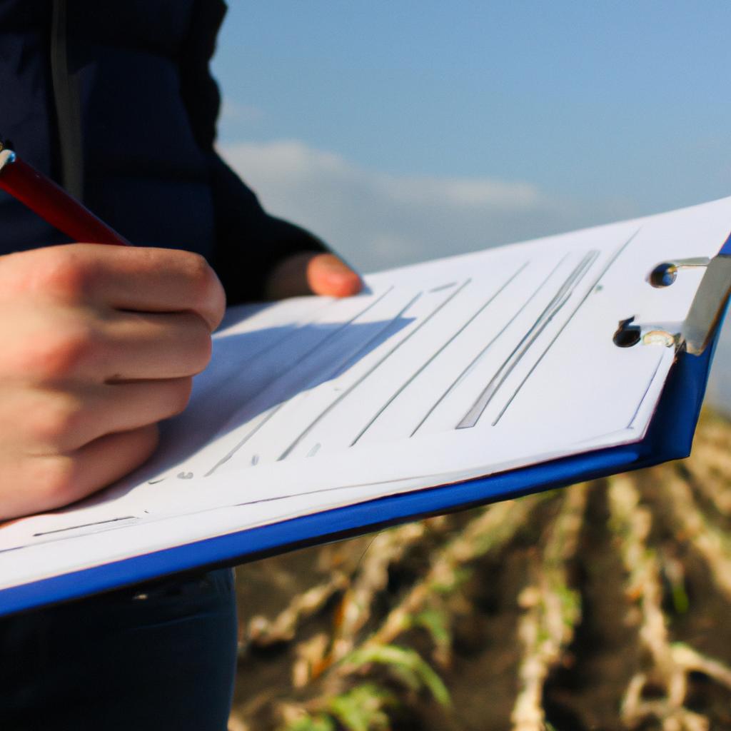 Person analyzing agricultural data