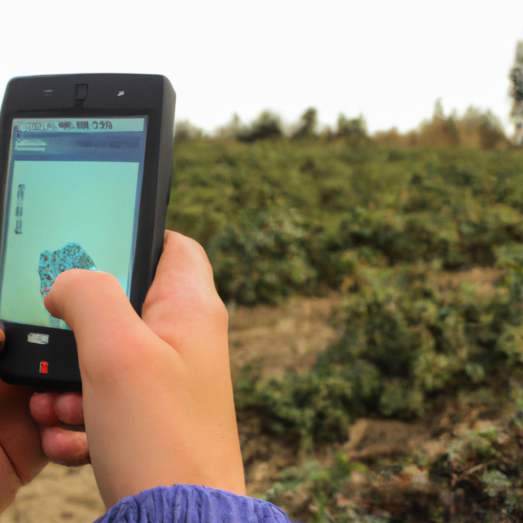 Person using IoT devices in farming