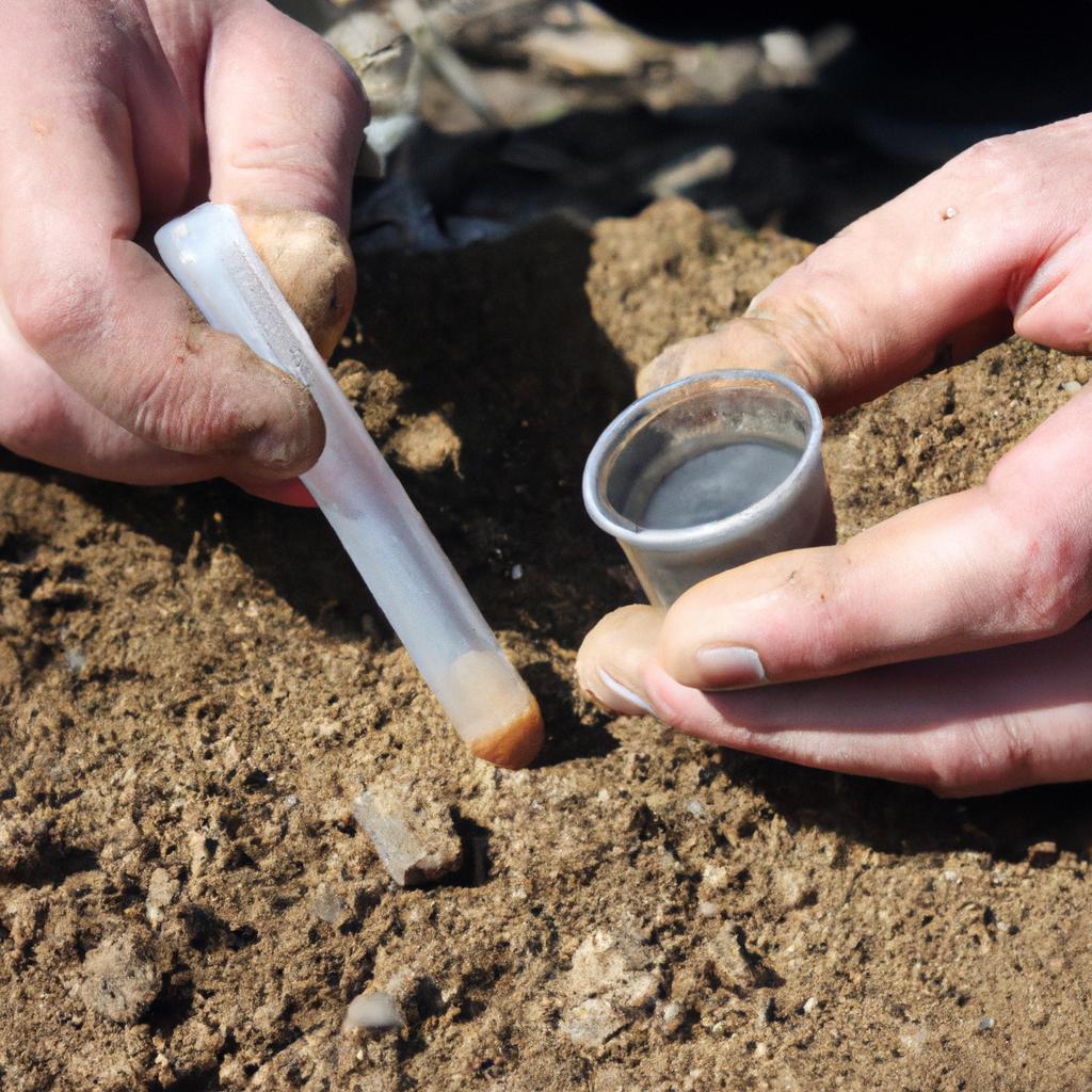 Person conducting soil testing methods